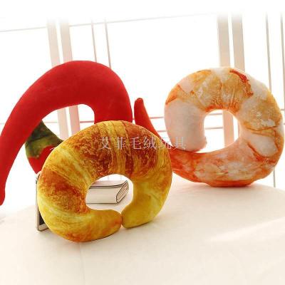 Creative vegetable bread shrimp u - shaped pillow back plush toys