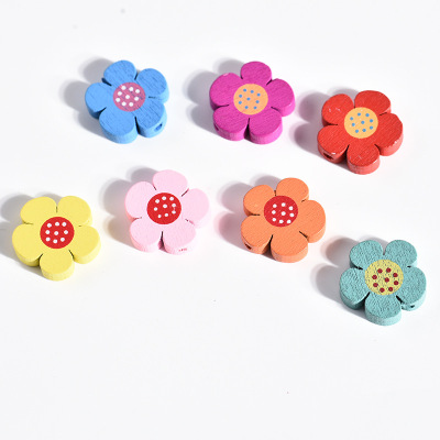 DIY wood flowers patch clothing new five petals children toys handmade craft manufacturers direct sale