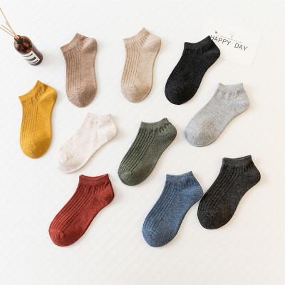 Spring 2019 new men's and women's general Japanese retro style low-top pure cotton boat socks breathable and sweat absorbing