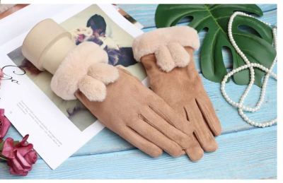 Manufacturers direct new winter thickened warm suede gloves polar fleece lining double touch screen gloves