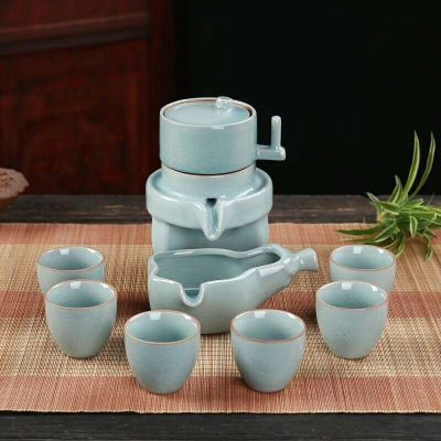 Ceramic tea set teacup teapot travel semi-automatic tea set Ceramic cover bowl jingdezhen Ceramic pot work...