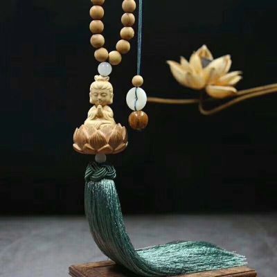 Buddha Sitting Lotus with Arborvitae Beads String Pendant