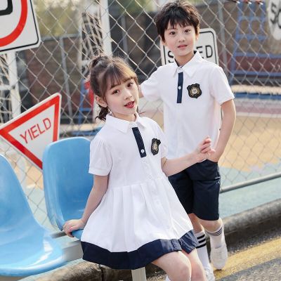 Class uniform summer Korean school wind boys and girls short sleeve shirt set junior high school students uniform