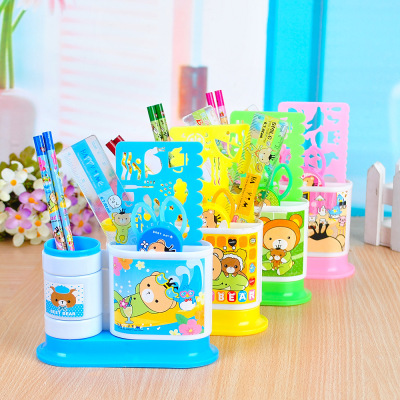 Korean creative stationery set children hand - held rotating pen container student supplies Christmas gifts wholesale