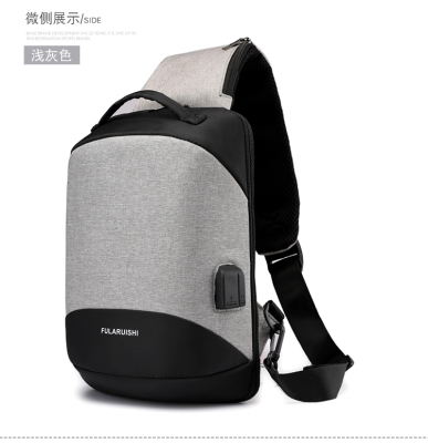 2019 New Chest Bag Fashion Trend with Earphone Hole USB Interface Men's Shoulder Crossbody Bag Factory Direct Sales