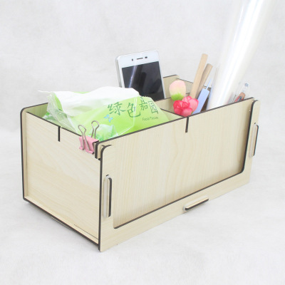 Creative Korean Multi-Functional Storage Box Paper Extraction Box Wooden Desktop Storage Box Wholesale Logo Can Be Printed