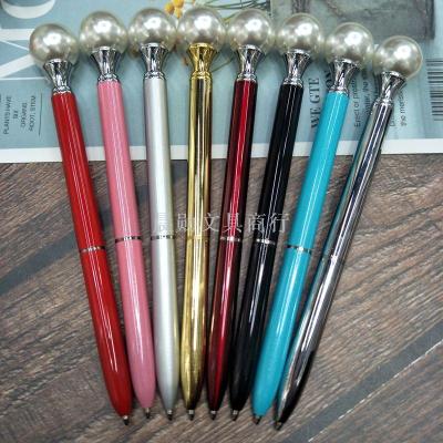 Big Pearl-Decorated Pen Metal Ball Point Pen Diamond Pen Pearl-Decorated Pen Ball Pen Cute Creative Fashion Gift Pen Signature Pen