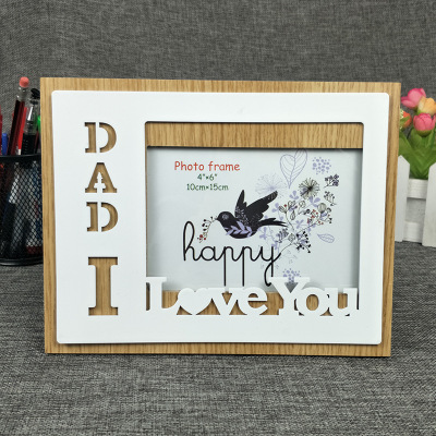 New Carved Wooden Photo Frame Creative Photo Frame Table Decoration Customized Changeable Words Photo Studio and Photo Frame Wholesale Factory Direct Sales