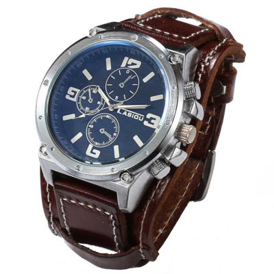 New CCQ leather waterproof fashion men's watch imported movement men's real cowhide watch ZL102