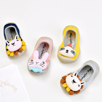Korean version animal head baby low help toddler shoes socks children floor socks cartoon doll rubber shoes