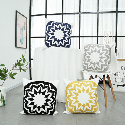 Cotton creates a pillow case with simple decorative pattern living in sofa cushion cover Office Nap Cover manufacturers