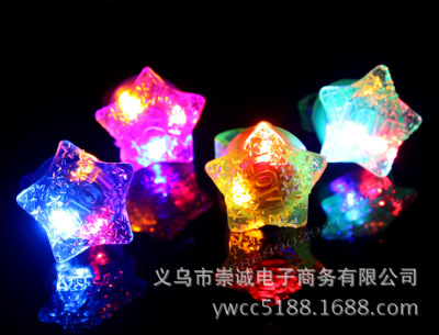 1018 Factory Direct Sales New Five-Pointed Star Love Soft Glue Luminous Ring Flash Ring Valentine's Day Small Gift