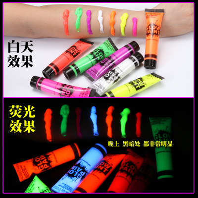 Environmental Protection Noctilucan Pigment Halloween Body Painting 10ml Hand Painted Fluorescent Color Hose Pack Emulsifiable Paste Face Paint