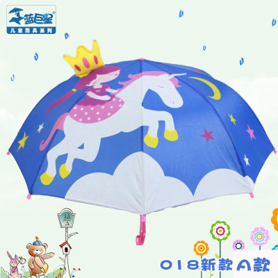 Children's Umbrella Castle Princess Children's Umbrella Sunny Umbrella Cartoon Long Handle Automatic Ear Modeling Umbrella Custom Wholesale