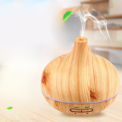 400ML wood-grain incense atomizing humidifier mini aromafier USB colorful oil lamp mute