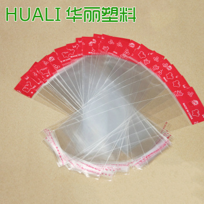 New Product Recommended Transparent OPP Pack Marking Pen Sealed Bag Red Chuck Self-Adhesive Bag Color Printing Pencil Case