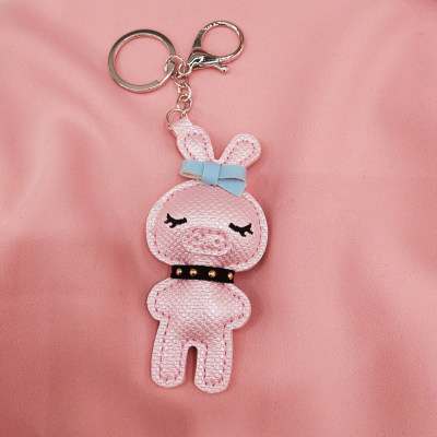 Cute bunny pu key chain pendant creative jewelry pendant automotive accessories pendant