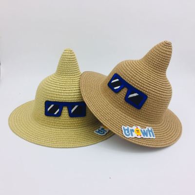 New Children's Casual Pointed Cartoon Hat Straw Hat Boys and Girls Cute Baby Cute Straw Hat Sun Hat Too Hat