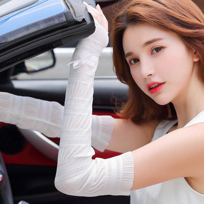 Summer ice lace outdoor driving sunscreen gloves women ice sleeve armguard sleeve long thin uv