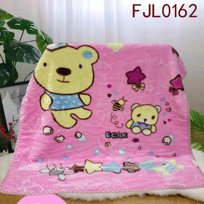 Popular Children's Cloud Blanket Double-Layer Double-Sided Mink Fur Fabric Blanket Super Soft and Thick Cartoon Children's Blanket Knee Blanket