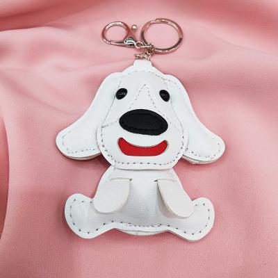 Cartoon PU white dog key chain pendant creative jewelry trend female bag jewelry pendant