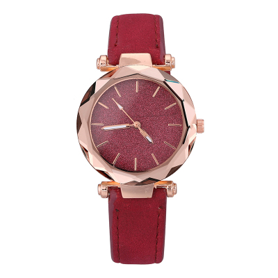 Wish foreign trade hot style lady quartz watch star silver powder surface wrist watch abrasive leather strap casual fashion women 's watch