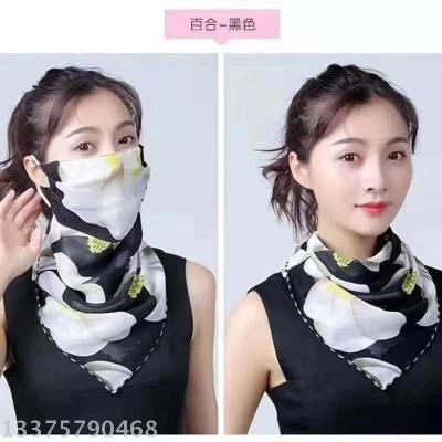 Sun protection triangle scarf neck mask female summer anti-ultraviolet breathable thin mask open bicycle veil shade
