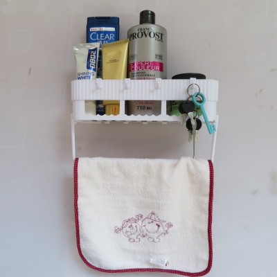 Traceless belt rod shelf towel rack creative hook bathroom storage basket multifunctional stall taobao goods