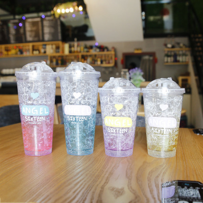 Summer crushed ice cup double layer plastic AS sweet angel ice cup