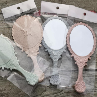 Creative retro decorative handle makeup mirror makeup mirror portable hand lace mirror holding hand mirror