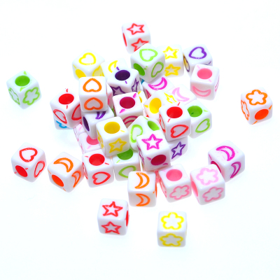 Electric syllables DIY bracelet beads 6 mm square white background acrylic alphabet beads amazon best shot - loose beads