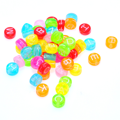 Wholesale by jin 4x7mm bright color white letters 26 English letters beads children's early education toys DIY beads accessories