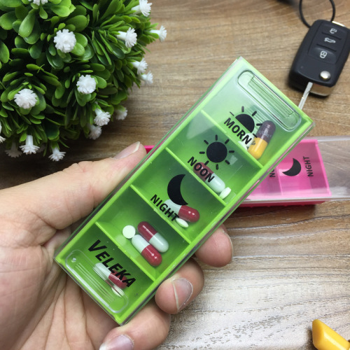 veleka mini pill box pill box slide cover take it with you one-week packing medicine box five-grid small pill box