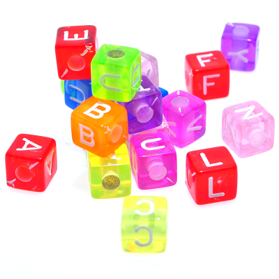 10mm square loose beads translucent color letter beads Kandi loose beads wholesale