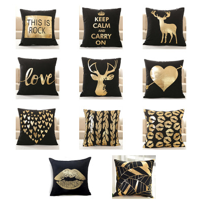 Classic hot black really super soft velvet hot stamping pillow cover cushion (excluding the core) wholesale