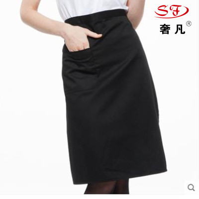 Half apron kitchen coveralls black Half length apron women's tailored chef apron men's short style restaurant hotel