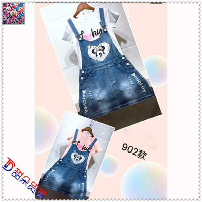 19 new children's spring and autumn dress girl summer baby halter skirt girl denim halter skirt