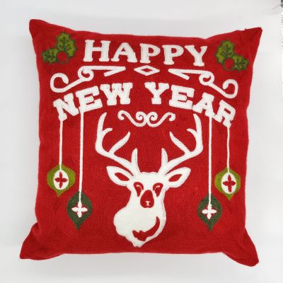 Europe and America Christmas embroidery pillow cover full cotton thread embroidered sofa cushion pillow cover wholesale