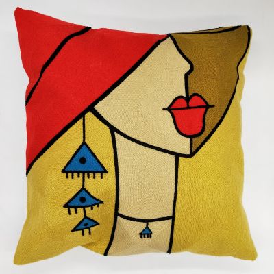Personalized fashion Picasso style holds pillow wool thread full embroider sofa cushion cover woman design wholesale