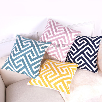 New wool embroidered pillowcase all geometry office sofa cushion back cover cover car waist pillow wholesale