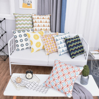 Wool semi-embroidered simple geometric pillow sleeve office sofa cushion home cushion waist pillow sleeve wholesale