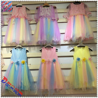 Girls' summer dress 2019 new princess dress is a little girl with a sweet color and a sleeveless dress