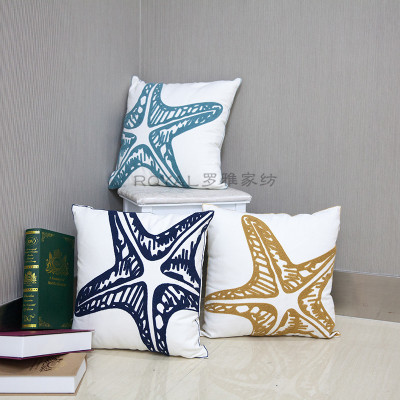 Simple wool yarn half embroidered pillow cover five-fresh star office cushion cushion cushion cushion seat cushion back 