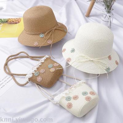 Children's Sunshade Hat Summer Summer Hat Little Girls' Straw Hat Kid Princess Beach Sun Hat Parent-Child Sun-Proof Bucket Hat