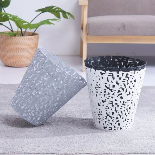 Hollow Letter Trash Can Creative Uncovered Trash Basket Household Living Room Kitchen Bathroom Wastebasket Plastic Trash Can 