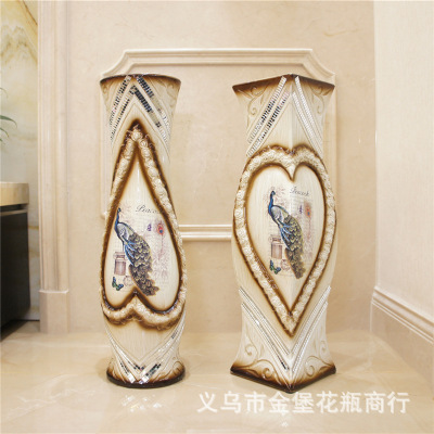 60cm Ceramic Floor Vase 24-Inch European-Style Large Vase Dried Flower Arrangement Living Room Emulational Flower Decoration Decoration