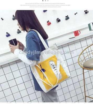 New creative canvas bag single-shoulder women's bag Chinese knot Korean version student bag large capacity bag