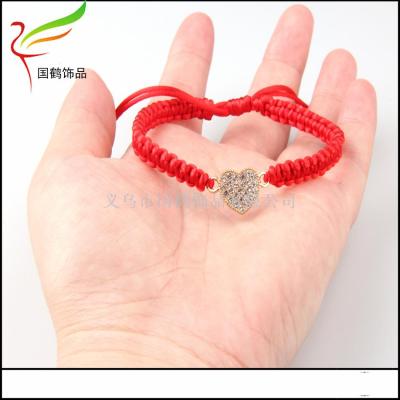Popular adorn article heart of peach is set auger set an eye to braid bracelet by hand
