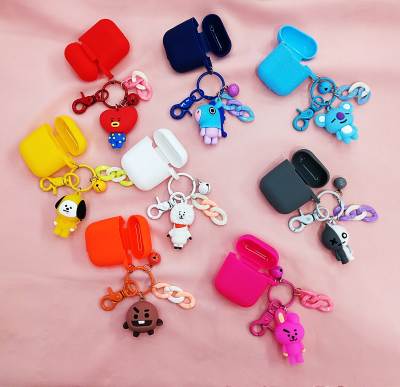 Cartoon BTS soft rubber doll headphone set key chain bulletproof youth league ornaments pendant ornaments