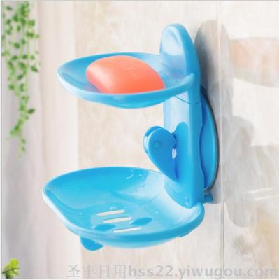 Suction cup soap box double layer soapy soap box suction cup traceless bathroom soap